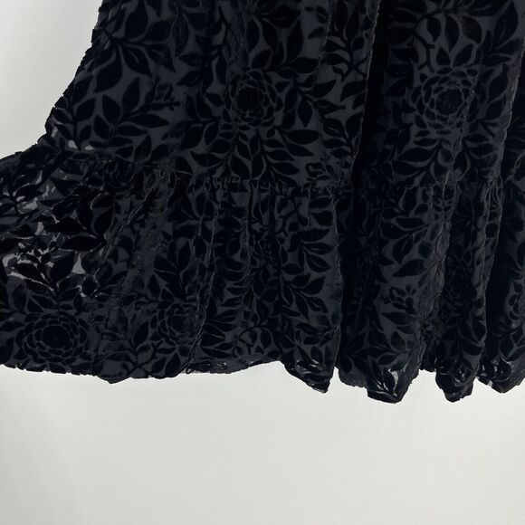 Anthropologie Dress Size XS Black The Somerset Collection Velvet Floral Mini - Picture 5 of 9